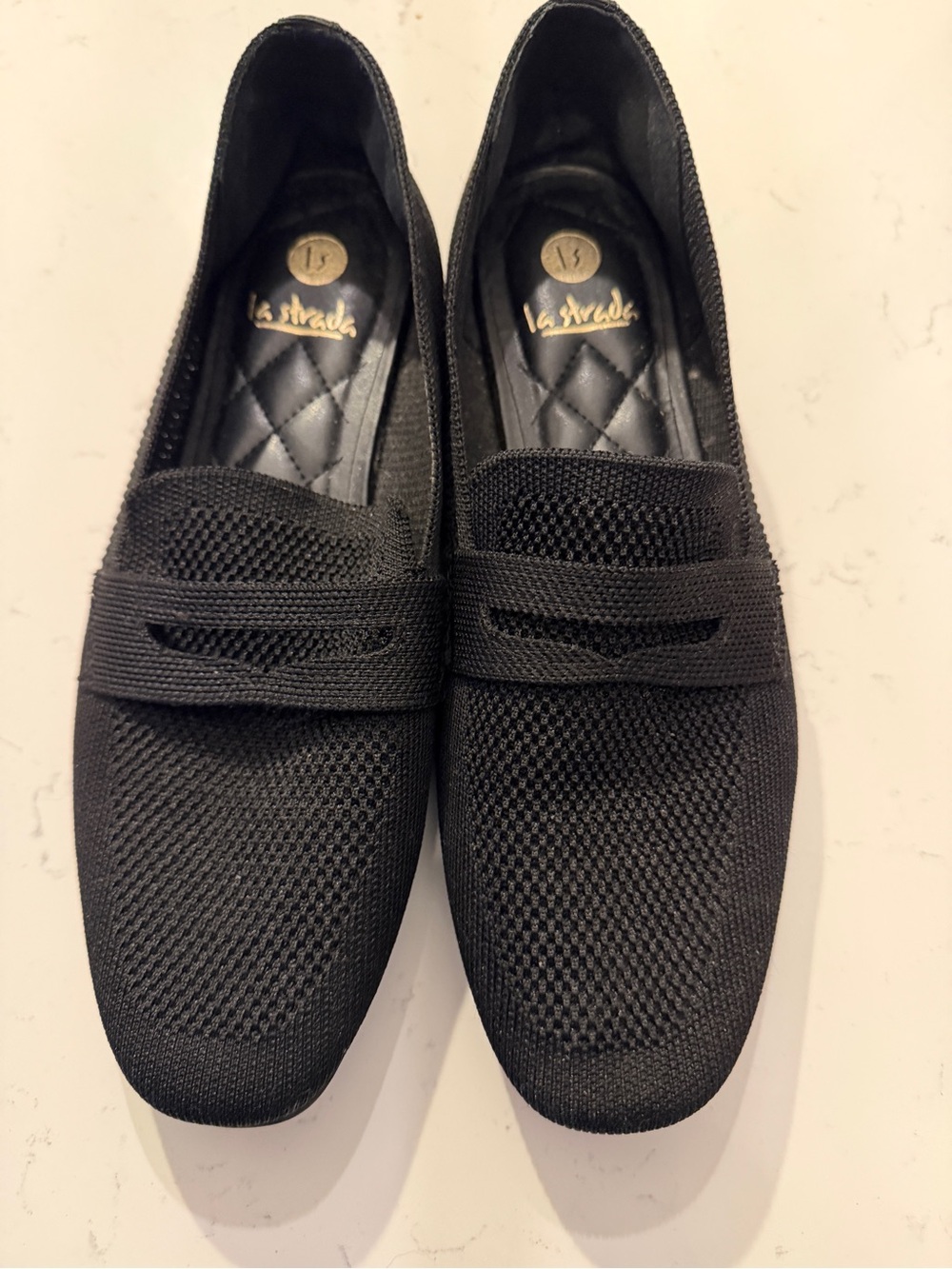 La Strada Black Knit Espadrille Loafers